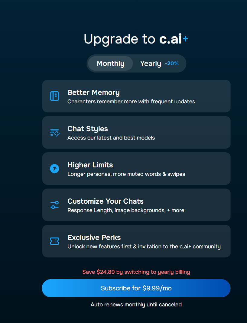 Character AI Bezahlplan
